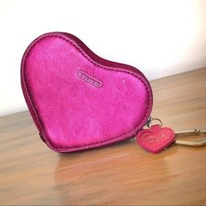 Coach Heart-Shaped Poppy Keychain Coin Purse